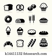 Bakery, pastry icons set - bread Bakery, pastry icons set - bread