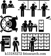 banco, finanças negócio, trabalhador, pessoal