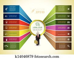 bandeira, negócio, com, ícone