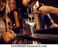 Barman Serving Cocktail Drinks Barman Serving Cocktail Drinks