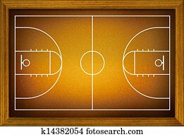 basketball court in the wooden frame. basketball court in the wooden frame.