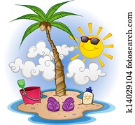 Beach Cartoon Scene Beach Cartoon Scene