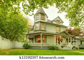 Beautiful historical American house exterior. Northwest.