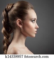 Beautiful Woman Portrait. Long Brown Hair