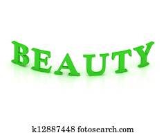 BEAUTY sign with green word BEAUTY sign with green word
