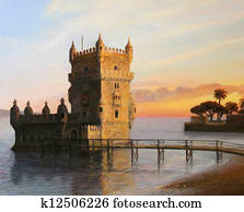 belem, torre, em, lisboa belem, torre, em, lisboa
