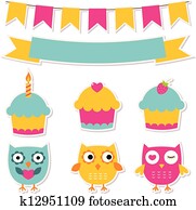 Birthday party stickers set Birthday party stickers set
