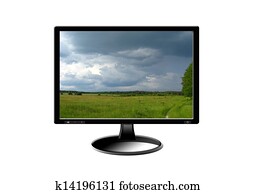 black monitor with image black monitor with image