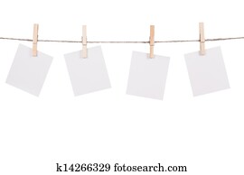 Blank instant photo hanging on the clothesline