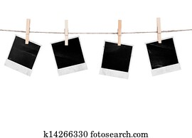 Blank instant photo hanging on the clothesline