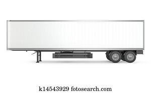 Blank white parked semi trailer, side view Blank white parked semi trailer, side view