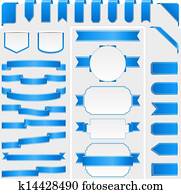 blau, bänder, und, banner