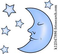 Blue moon and stars Blue moon and stars