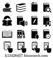 Books, literature and reading icons Books, literature and reading icons