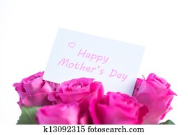 Bouquet of pink roses with happy mothers day card Bouquet of pink roses with happy mothers day card