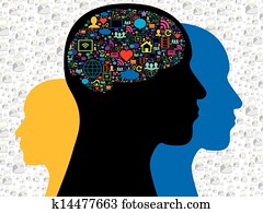 Brain in the social media icons Brain in the social media icons