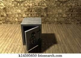 brandkast, in, de, kelderverdieping