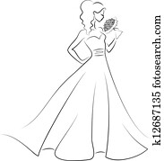 braut, mit, blumengebinde braut, mit, blumengebinde