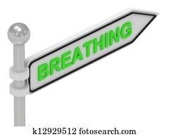 BREATHING word on arrow pointer BREATHING word on arrow pointer
