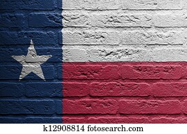 Brick wall with a painting of a flag, Texas Brick wall with a painting of a flag, Texas