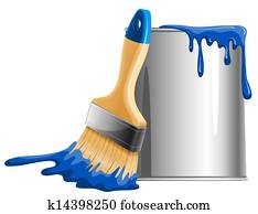 Bucket of paint and brush Bucket of paint and brush