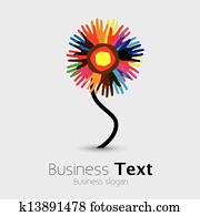 buntes, hand, &, handfläche, abdrücke, von, leute, als, flower-, vektor, graphic., dieser, abbildung, vertritt, leute, team, stehen, vereint, gemeinschaftsunterstützung, leute, helfen einander, universal, bruderschaft, usw