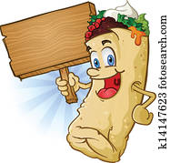 Burrito Cartoon Holding Sign Burrito Cartoon Holding Sign