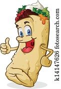 burrito, karikatur, zeichen, daumen hoch burrito, karikatur, zeichen, daumen hoch