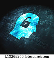 Business concept: Head Whis Padlock on digital background