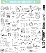 Business doodle elements set