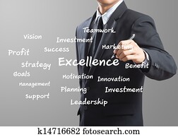 business man writing Excellence