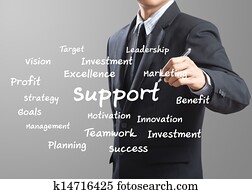 business man writing Support