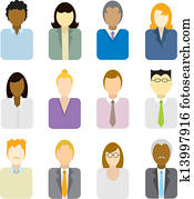 Business people icons (multi ethnic)