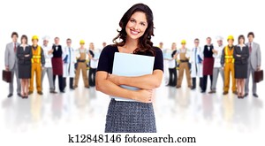Business woman and group of workers people.