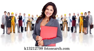 Business woman and group of workers people.