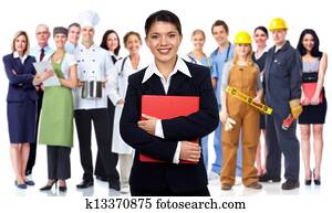 Business woman and group of workers people.