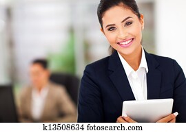 business woman holding a tablet computer