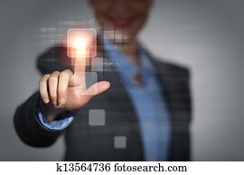 Business woman touching display