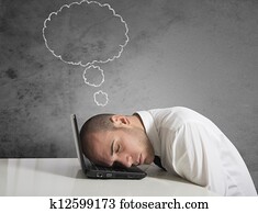 Businessman dreams while sleeping