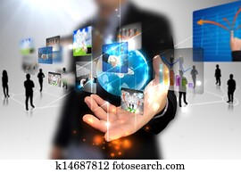 businessman holding business world businessman holding business world