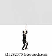 Businessman pulling banner