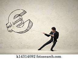 Businessman pulling rope