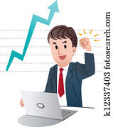 businessman raising fist up in air