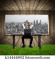 Businessman relaxing in the office.