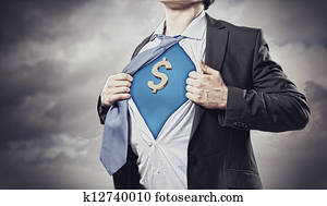 Businessman showing superman suit underneath shirt Businessman showing superman suit underneath shirt