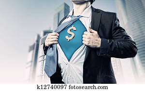 Businessman showing superman suit underneath shirt Businessman showing superman suit underneath shirt