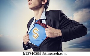 Businessman showing superman suit underneath shirt Businessman showing superman suit underneath shirt