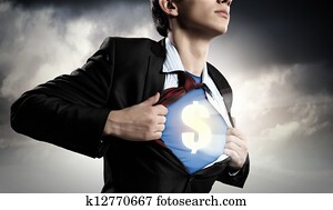 Businessman showing superman suit underneath shirt Businessman showing superman suit underneath shirt