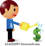 Businessman watering a money tree 