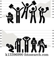 Businessman Winning Losing Graph Businessman Winning Losing Graph